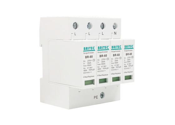 60kA AC275V DIN 레일 마운트 급류 번개 차단기 SPD 전기 전력 보호