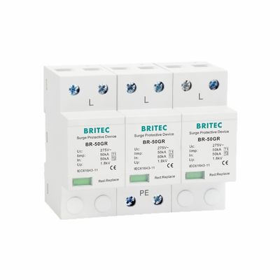 10/350μs 타입 1 전력 돌풍 차단기 50KA 번개 보호 장치 플라스틱