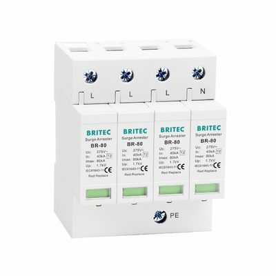 BR-80 4P 타입 2 서지 보호 장치 SPD 80KA 4P 낙뢰 보호용 서지 보호기