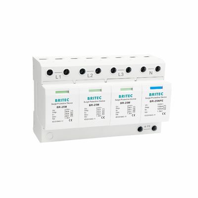 BRITEC BR-25M 3+1 25kA Iimp 플러그인 모듈과 함께 1형 전압 보호 장치