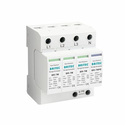 AC 서지 보호기 보호 AC SPD 3P+NPE 275V Iimp:7kA 주택 낙뢰 보호 저전압 피뢰 장치