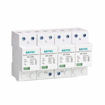 BR-25M 4P 25kA 서지 피뢰기 유형 1 천둥 피뢰기 SPD 클래스 1 플러그형 서지 피뢰기 중국 낙뢰