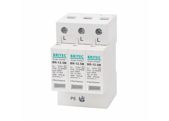 번개 보호 타입-1을 위한 275Vac 12.5kA 3 폴란드 Spd +2/의 종류 I+II