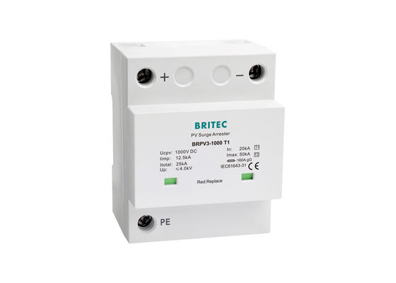 광전지 체계 12.5kA 10/350us를 위한 I 종류 II SPD PV 큰 파도 피뢰기를 분류하십시오