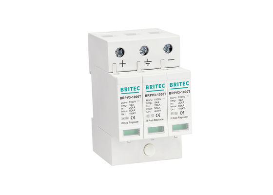 DC 종류 PV 서지 방지 장치 열플라스틱  1+2 SPD 3P 5kA 서지 차단 장치 1000v