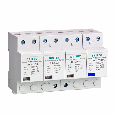 BRITEC BR-50GR 275 2P Spd 50kA 종류 1 서지 차단 장치 Ac 딘 레일 서지 방지 장치 천둥 보호기