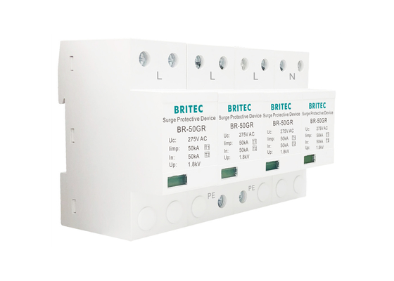 SPD 50KA 종류 1 서지 보호기 장치 4P 275V 320V AC 피뢰기