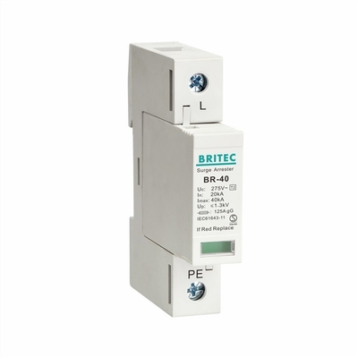 BR-20 4P 등급 2 서지 보안 장치 피뢰기 단계 천둥 보호기 1.3kV 3명