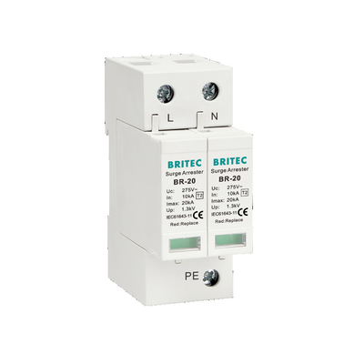 BR-20 2P 20kA 유형 2 서지 보안 장치 단일 상 Spd 전격적 어레스터
