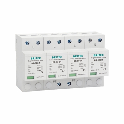 SPD 50KA 종류 1 서지 보호기 장치 4P 275V 320V AC 피뢰기