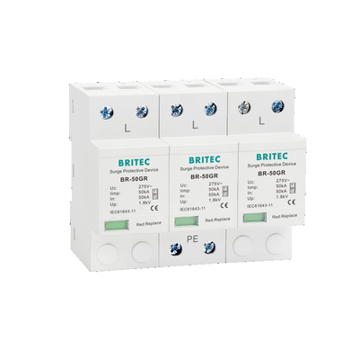 BRITEC BR-50GR 275 3P Spd Ac 타입 1 급증 보호 장치 4P 번개 보호 차단기 T1 T2 스파크 gap spd