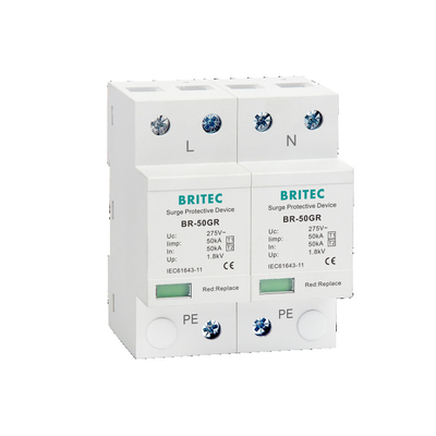 BRITEC BR-50GR 275 4P T1 중국 1형 급증 보호 장치 275 Ac 3단계 Spd 번개 차단 보호기