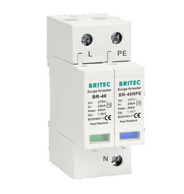 BR-40 4P 20kA - 200kA 전압 보호 장치 전압 차단기 Spd 번개 번개 275v 전압 보호기