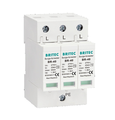 BR-40 3P 3상 Spd 피뢰기 등급 II 서지 안전장치 40kA