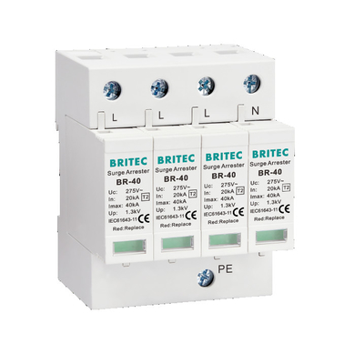 BR-40 3P 3상 Spd 피뢰기 등급 II 서지 안전장치 40kA