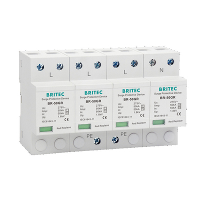 BR-50GR 4P Ac 조명 보호 장치 1형 전압 보호 장치 Spd 전압 필터 spd t1 t2