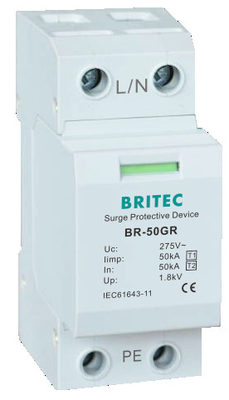 TUV BR-50GR 5kA 초상압 보호 장치 3단계 Spd 타입 1 번개 차단기 일시적 전압 초상압 억제