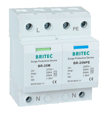 BRITEC BR-25M T1+T2 B+C 3P DIN Rail 35mm Spd T1 바리스터 전압 차단기 1p 전압 보호기