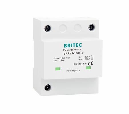 BRPV3-1000-5 T1 50kA DC 1000V 5kA pv 급증 차단기 태양 급증 보호 장치 t1 t2 dc SPD 태양 전지 SPD