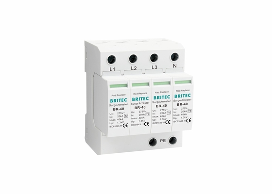 4P SPD 클래스 II 40ka AC 급류 보호 150V / 275V / 320V / 385V / 440V 번개 보호