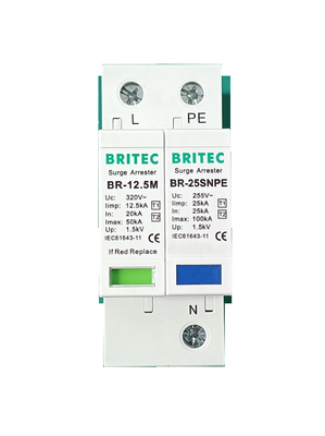 BR-12.5M 1+1 50kA DIN 철도 급증 보호 장치 번개 보호 TUV 승인 spd