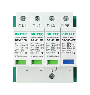 BR-12.5M 1+1 50kA DIN 철도 급증 보호 장치 번개 보호 TUV 승인 spd