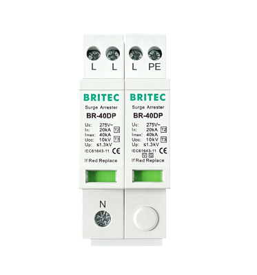 BRITEC BR-40DP 275 3+1P 타입 2 초상압 보호 중국 초상압 차단기 공장 ac 번개 차단기