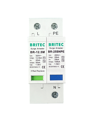 BR-12.5M 1+1 50kA DIN 철도 급증 보호 장치 번개 보호 TUV 승인 spd