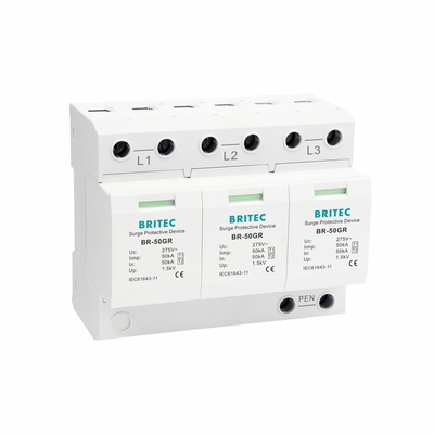 TUV BR-50GR 3P+N 클래스 1 AC SPD 50ka 급증 보호 장치 타입 1 spd TUV 천둥 보호 스파크 틈 spd