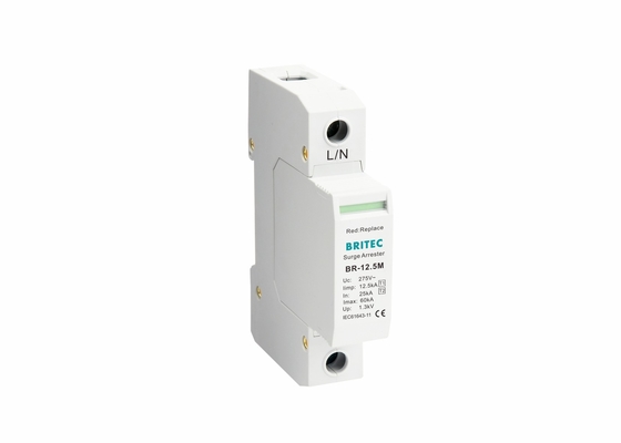 클래스 I + II Iimp 12.5ka Spd 번개 차단기 1p 전압 보호 낮은 전압