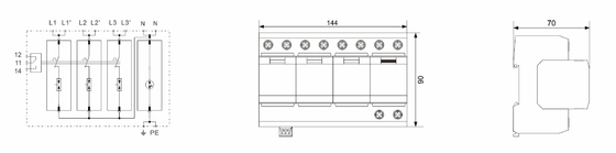 IP20 Thermalplastic 50kA T1 클래스 B 서지 보호 장치 Ac 서지 보호기