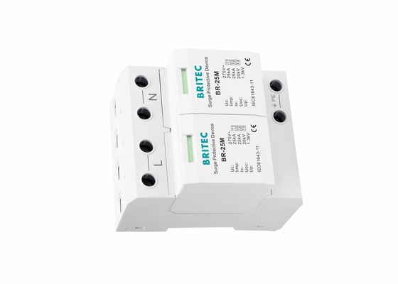 건조한 접촉 BR-25M 2P를 가진 25kA 275V 단일 위상 2P 타입-1 종류 I 큰 파도 피뢰기