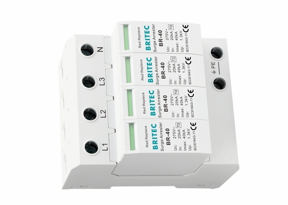 IEC61643-1 40 혼 AC 4는 SPD 서지 안전장치 열 플라스틱 주택을 막대기로 받칩니다