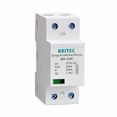 BR-25M 1P T1 수업 단일 상 SPD 서지 어레스터  번개 보안기 I+II 25kA명