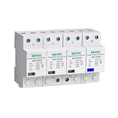 BR-25M 3P+1NPE 25kA T1+T2 서지 방지 장치 B+C 저전압 3 단계 종류 1 AC spd