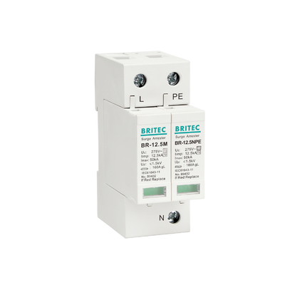 BRITEC BR-12.5M 3P+1 낙뢰 보호 275v 피뢰기  클래스 I+II Spd