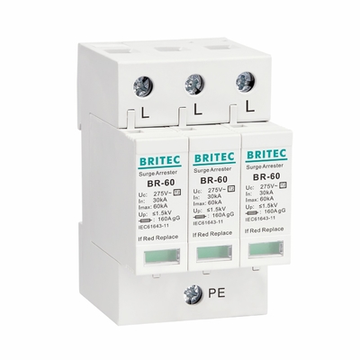 BR275-60 3P SPD 60kA CE TUV 타입 2 급증 보호 장치 275v 번개 급증 보호 장치