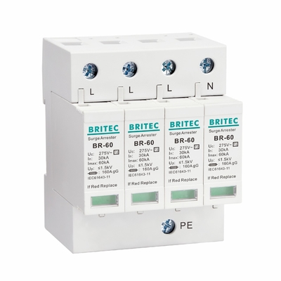 BR275-60 3P SPD 60kA CE TUV 타입 2 급증 보호 장치 275v 번개 급증 보호 장치