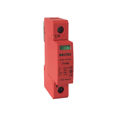 TY-40 1P SPD 40kA 유형 2 서지 차단 장치 AC 번개 보안기 spd