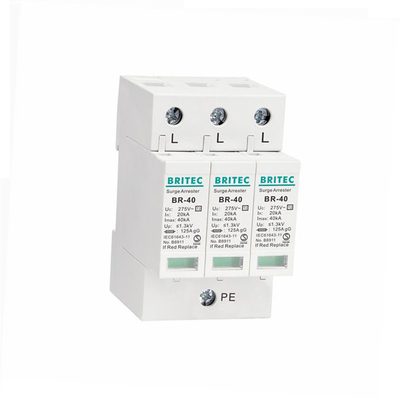 BR-40 3P Spd 3P 유형 2 서지 차단 장치 딘 레일 3상 경감 보호