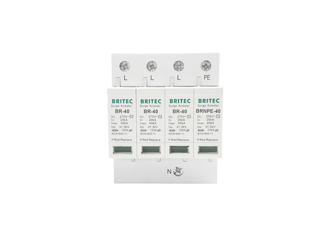 40kA 275V/255V 산업용 DIN 철도 3단계 2형 SPD 급류 보호 장치