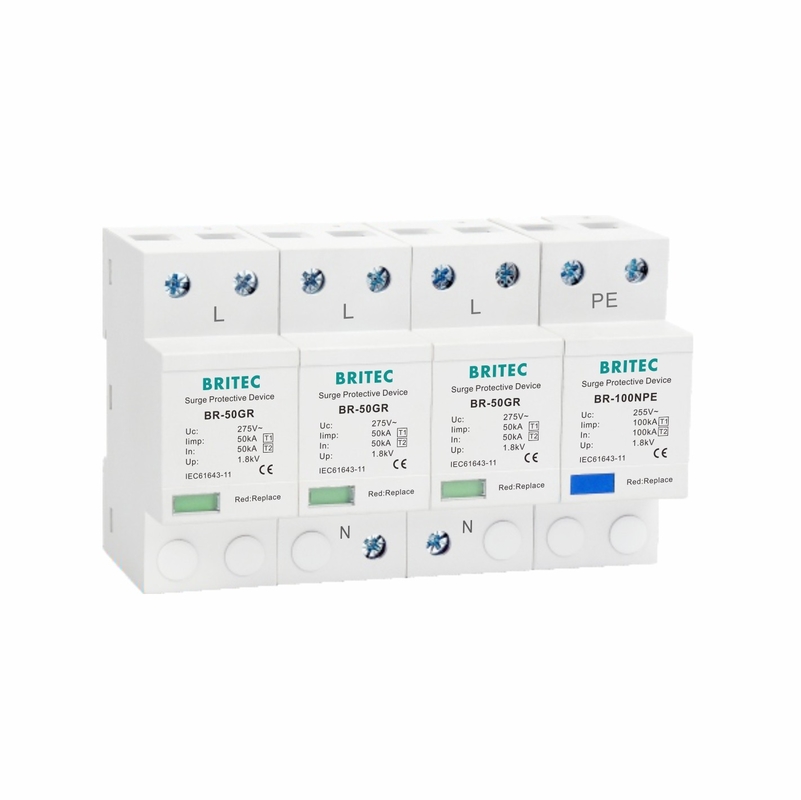 등급 I T1 50KA 3P+NPE 서지 안전장치 150V / 275V / 320V 고에너지 SPD