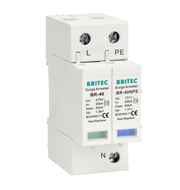 BR-40 1P+1 AC SPD 유형 2 서지 차단 장치 방지 장치 40kA 싱겔 단계 spd