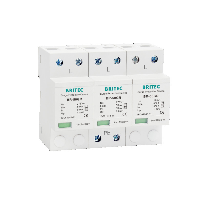 BRITEC BR-50GR 275 3P Spd Ac 타입 1 급증 보호 장치 4P 번개 보호 차단기 T1 T2 스파크 gap spd