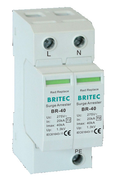 BR-40 2P 150V-440V 초상압 보호 장치 20kA-200kA Spd 번개 초상압 차단기
