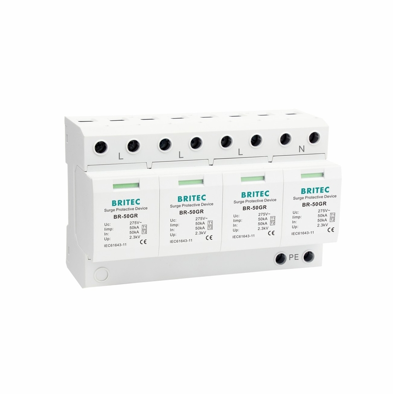 BR-50GR 4P Ac 조명 보호 중국 1형 전압 보호 장치 Spd 전압 필터 spd t1 t2