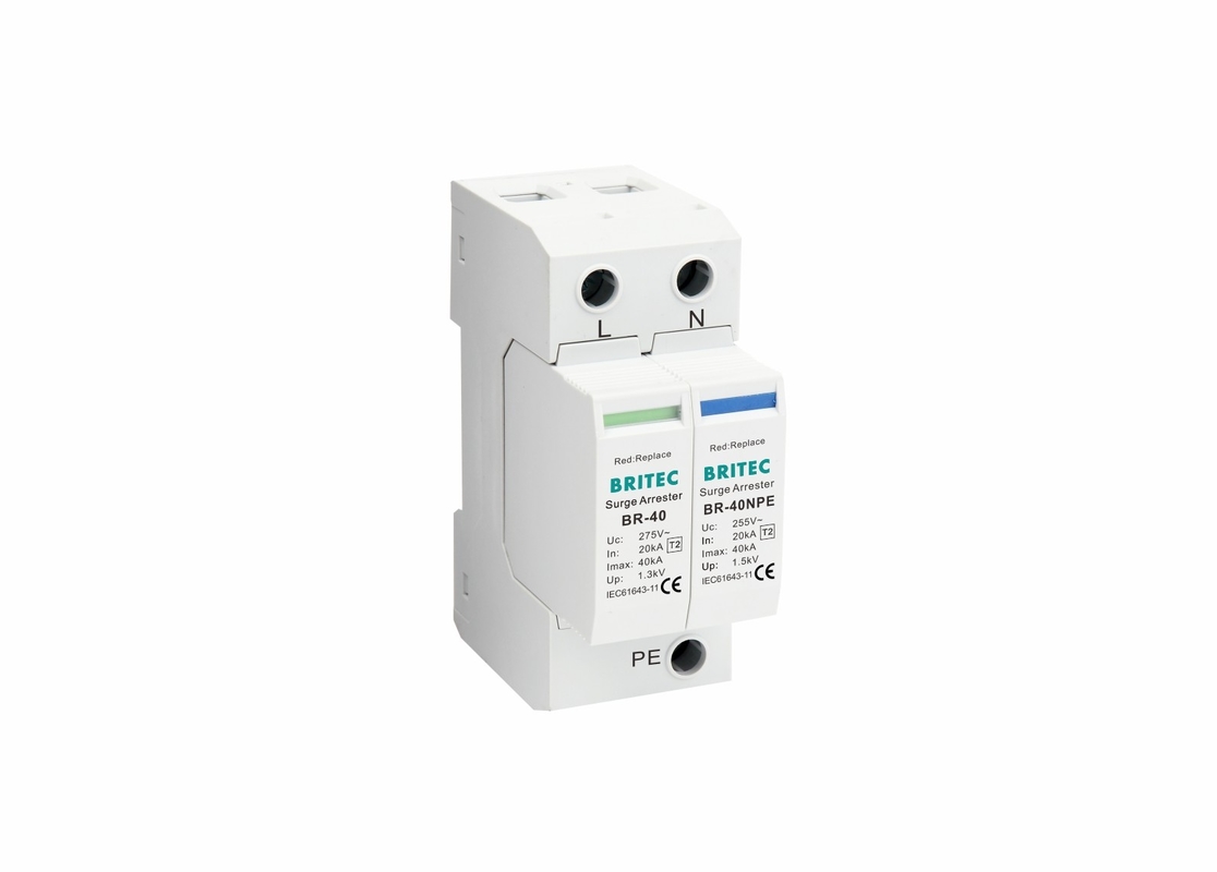 TVSS 150V/275V/320V/385V/440V 40KA Din 철도 전력 번개 보호 전압 압축 단 단계