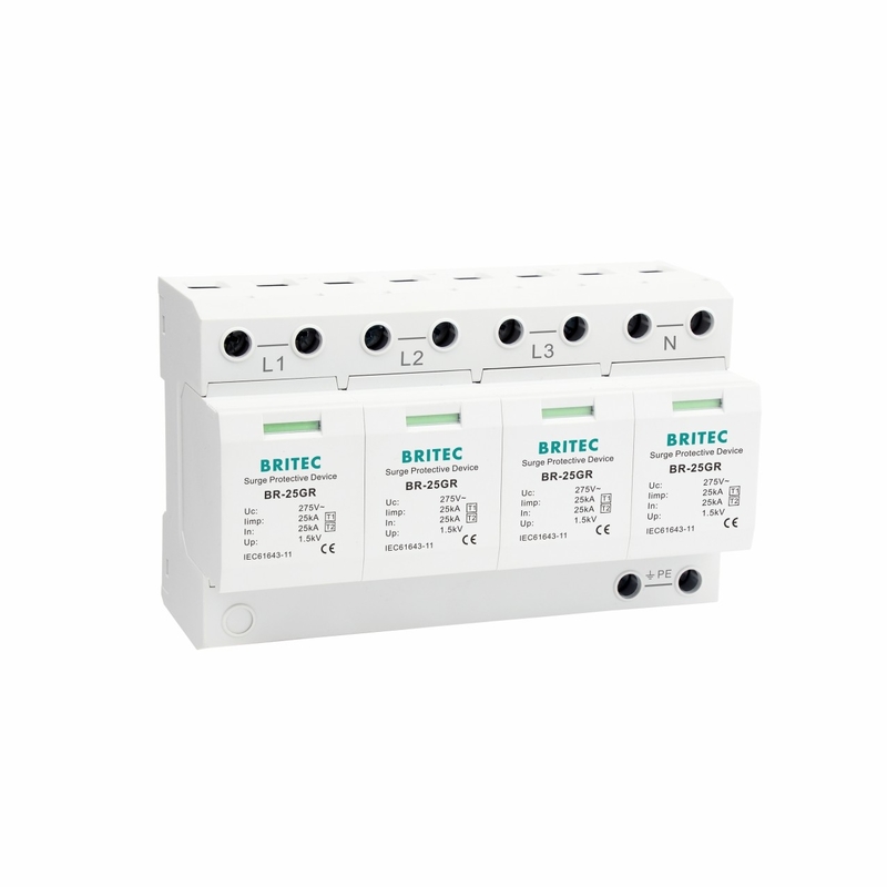 BR-25GR 4P 25kA 100kA 브리텍 급증 보호 장치 1형 3단계 spd 스파크 gap 급증 보호 장치