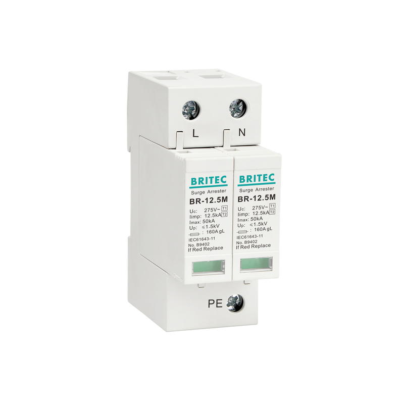 BRITEC BR-12.5M 2P 12.5kA 단상 Spd 피뢰기 서지 보호 장치 천둥 보호기