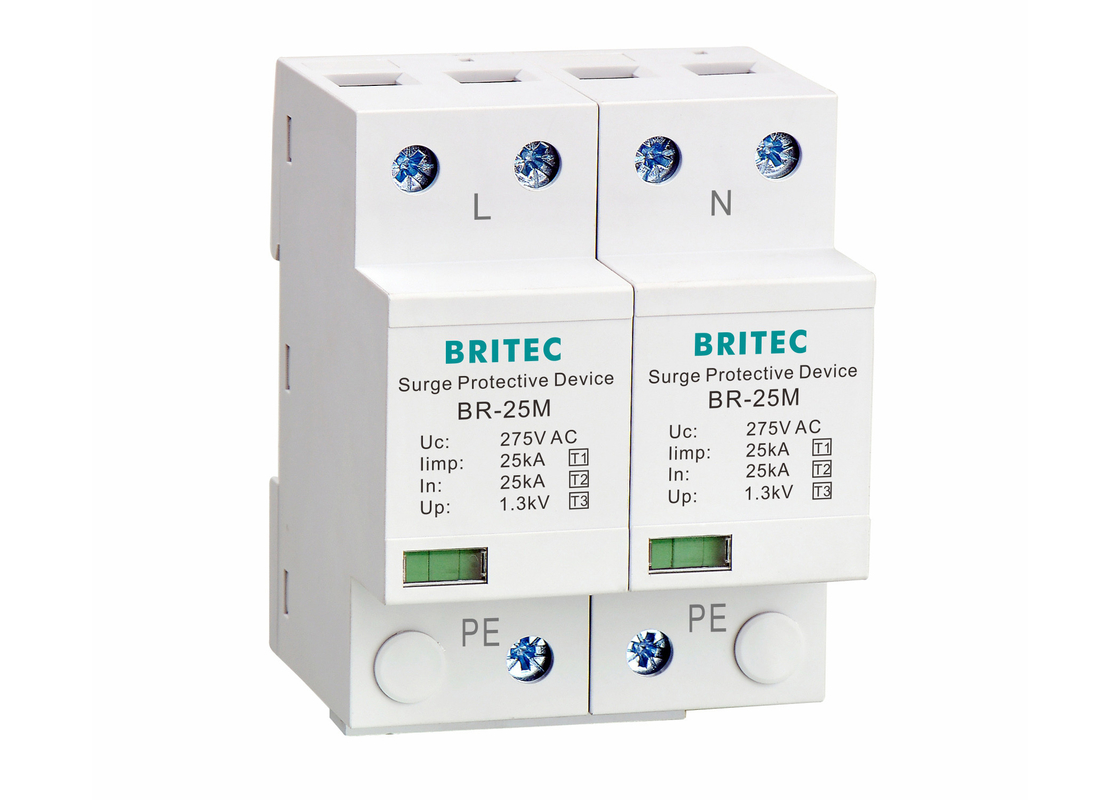 타입 1+2+3 25kA 275V SPD 2극 타입 1 전압 보호자 번개 보호